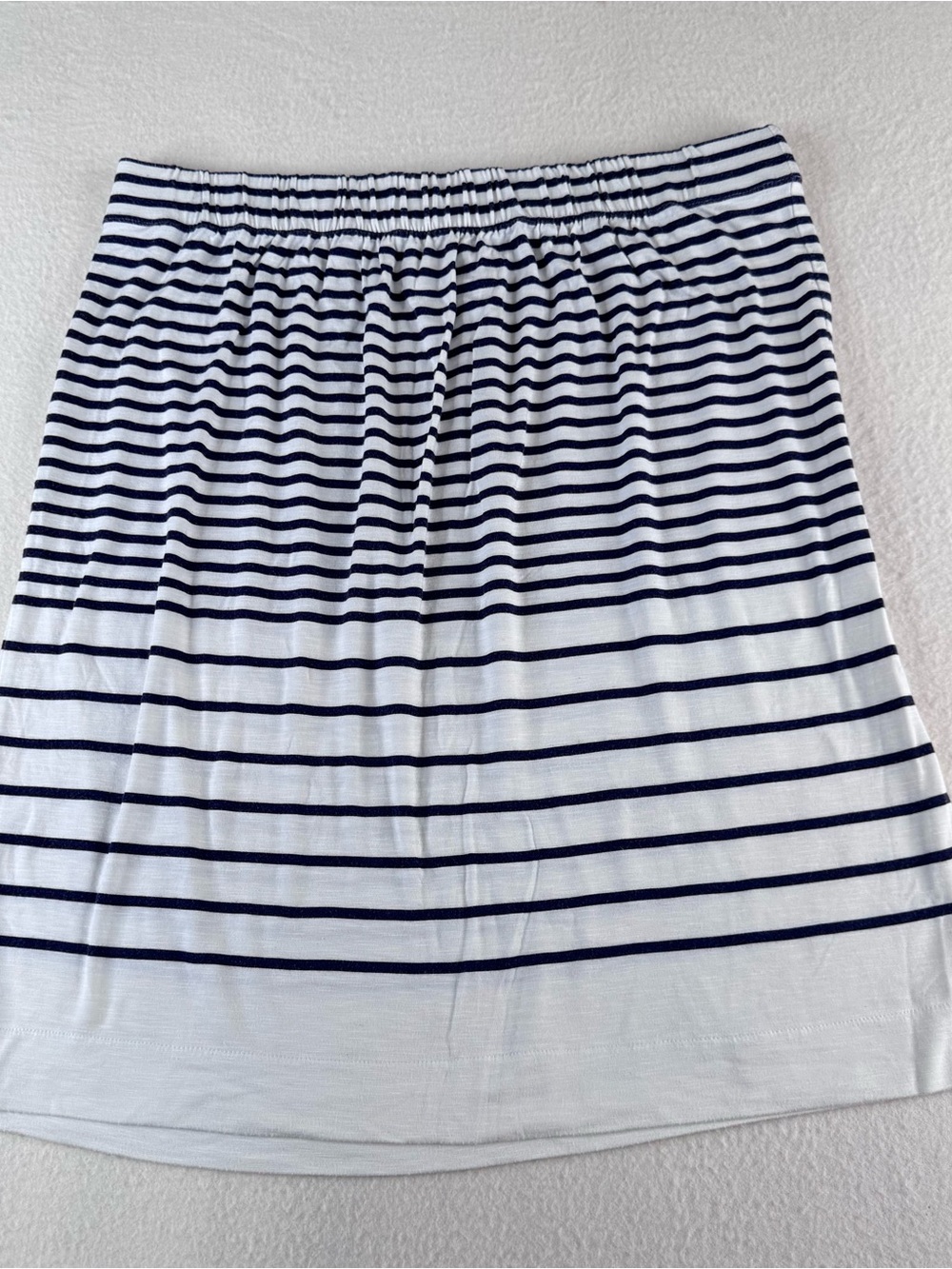 LOFT White and Navy Striped Mini Skirt